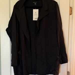 Athleta Black Open-Front Blazer Coatigan